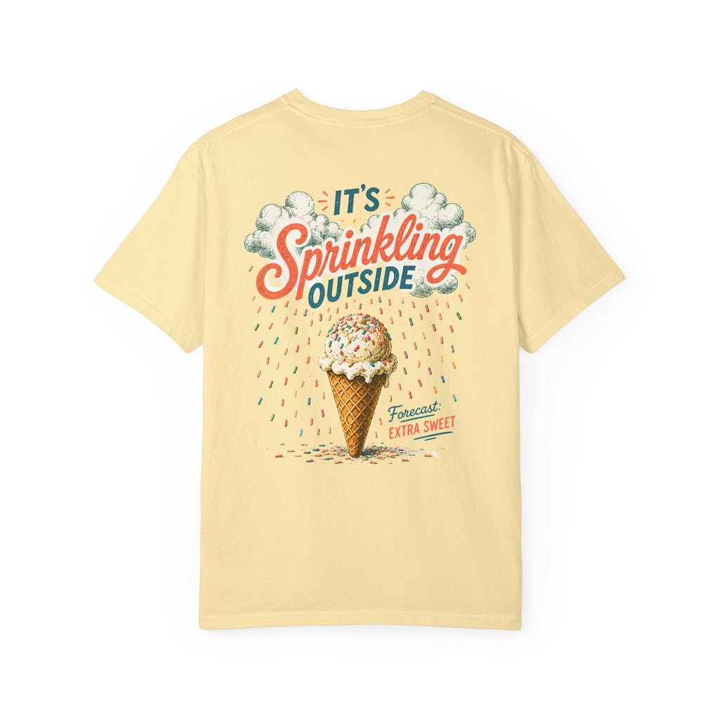 Its Sprinkling Outside ice cream cone T-Shirt | retro dessert illustration