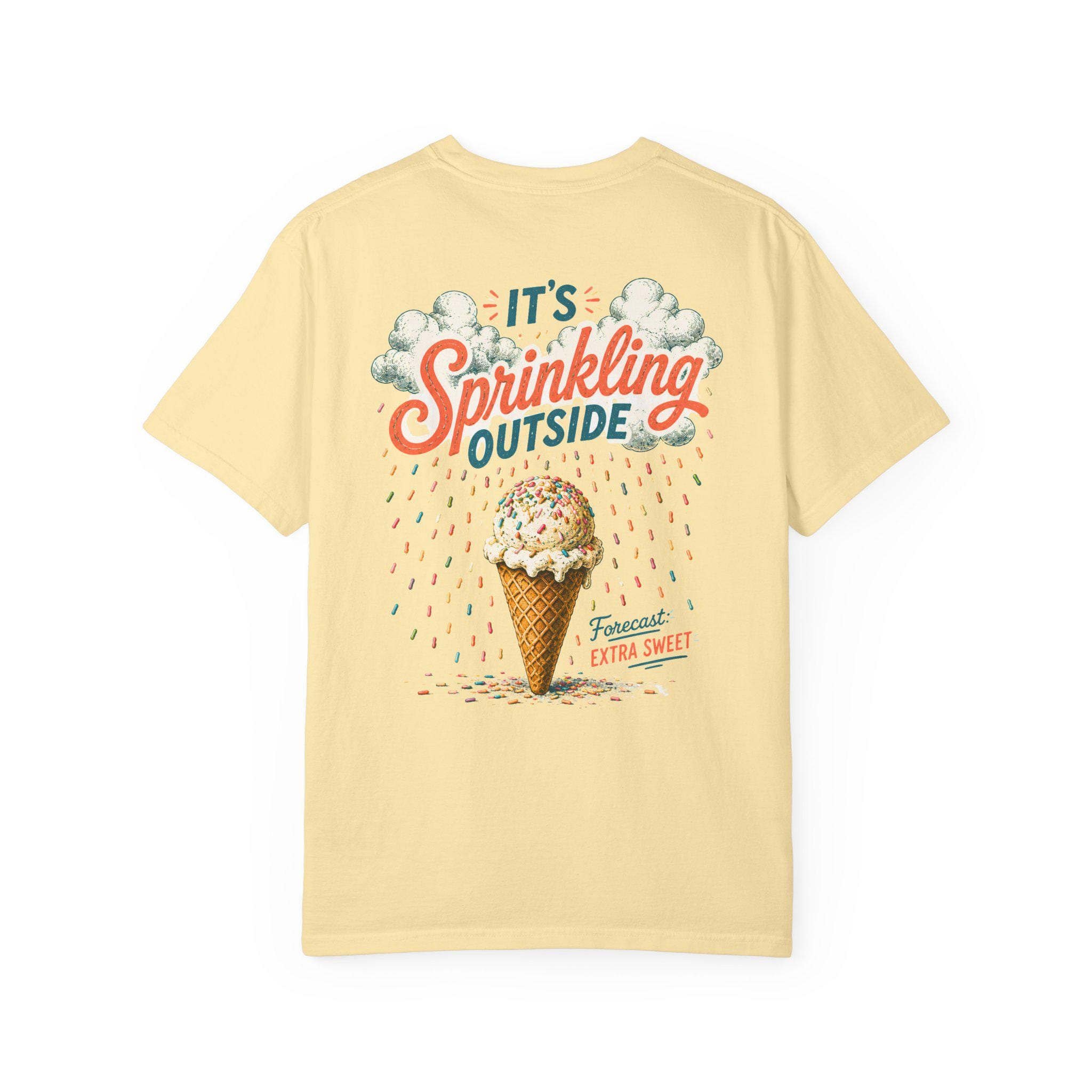 Its Sprinkling Outside ice cream cone T-Shirt | retro dessert illustration