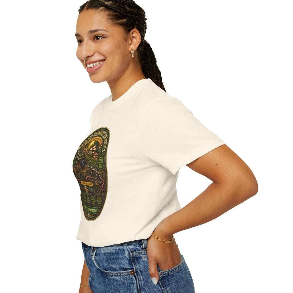 Woodland Decomposition Society Shirt | Vintage Forest Nature Tee, Mushroom Salamander Graphic