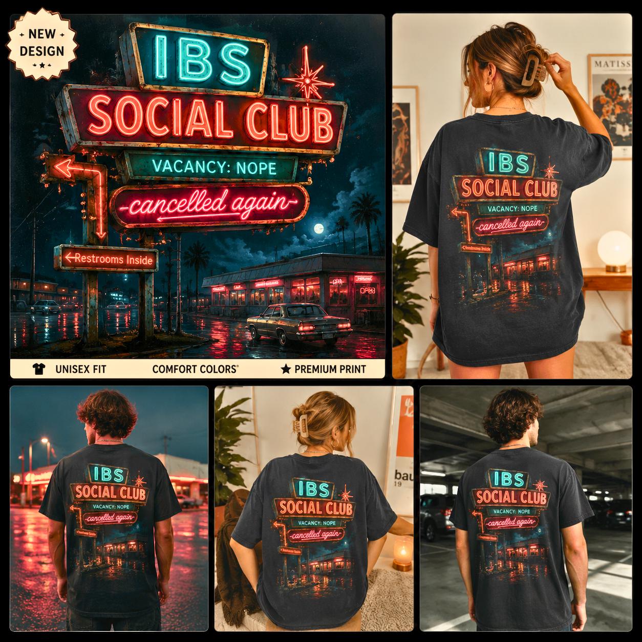 IBS Social Club Shirt, Cancelled Again Retro Motel Graphic Tee