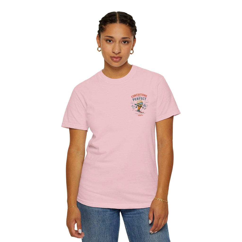 Conditions Are Perfect skiing ice cream cone T-Shirt | winter mountain ski design