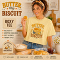 Butter My Biscuit Tee | Retro Smiling Biscuit Character Boxy Top