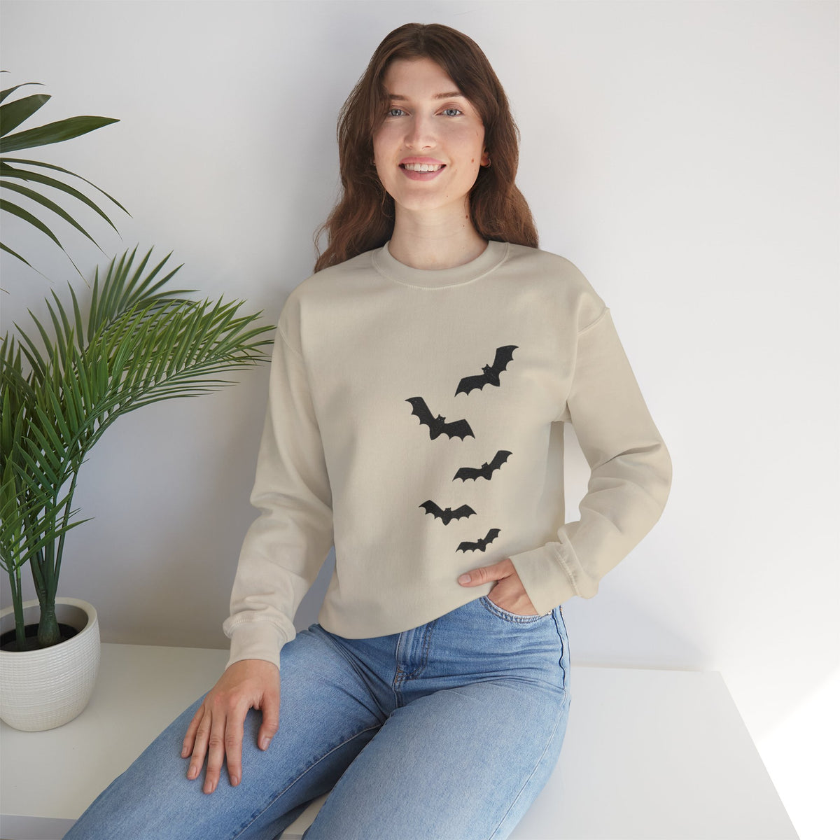 Flying Bats crewneck sweatshirt | Halloween bat silhouette