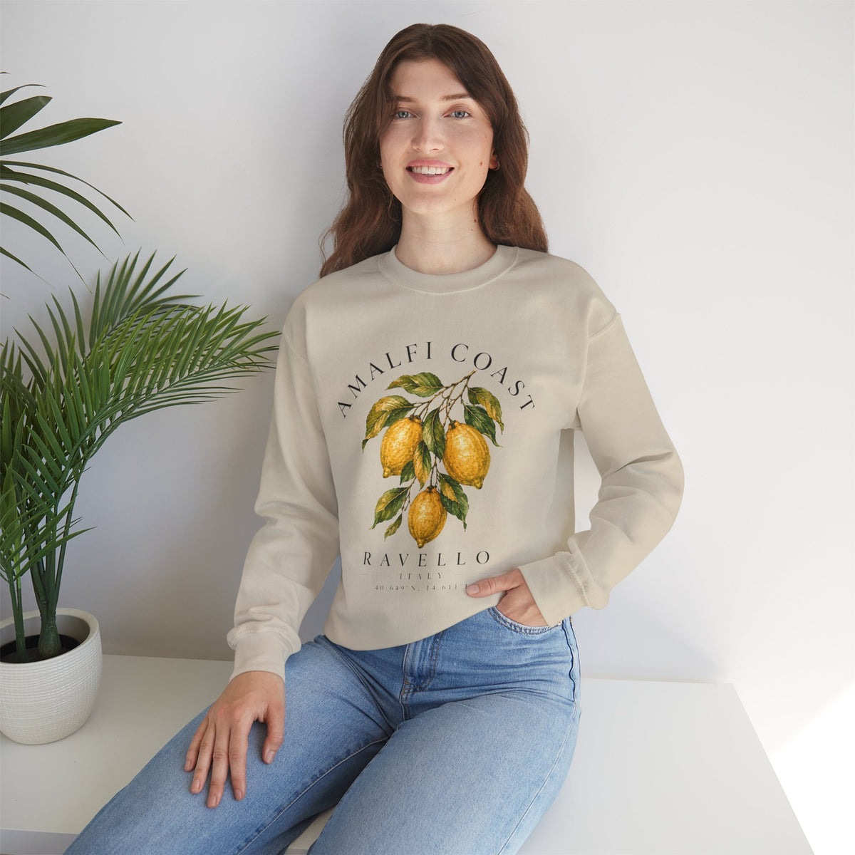 Amalfi Coast Lemon Branch sweatshirt | Ravello botanical citrus design