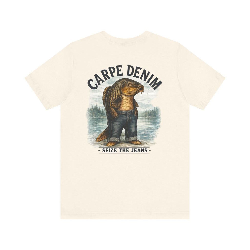 Carpe Denim Fish Graphic Tee, Funny Fishing Pun Shirt, Lake Life Apparel