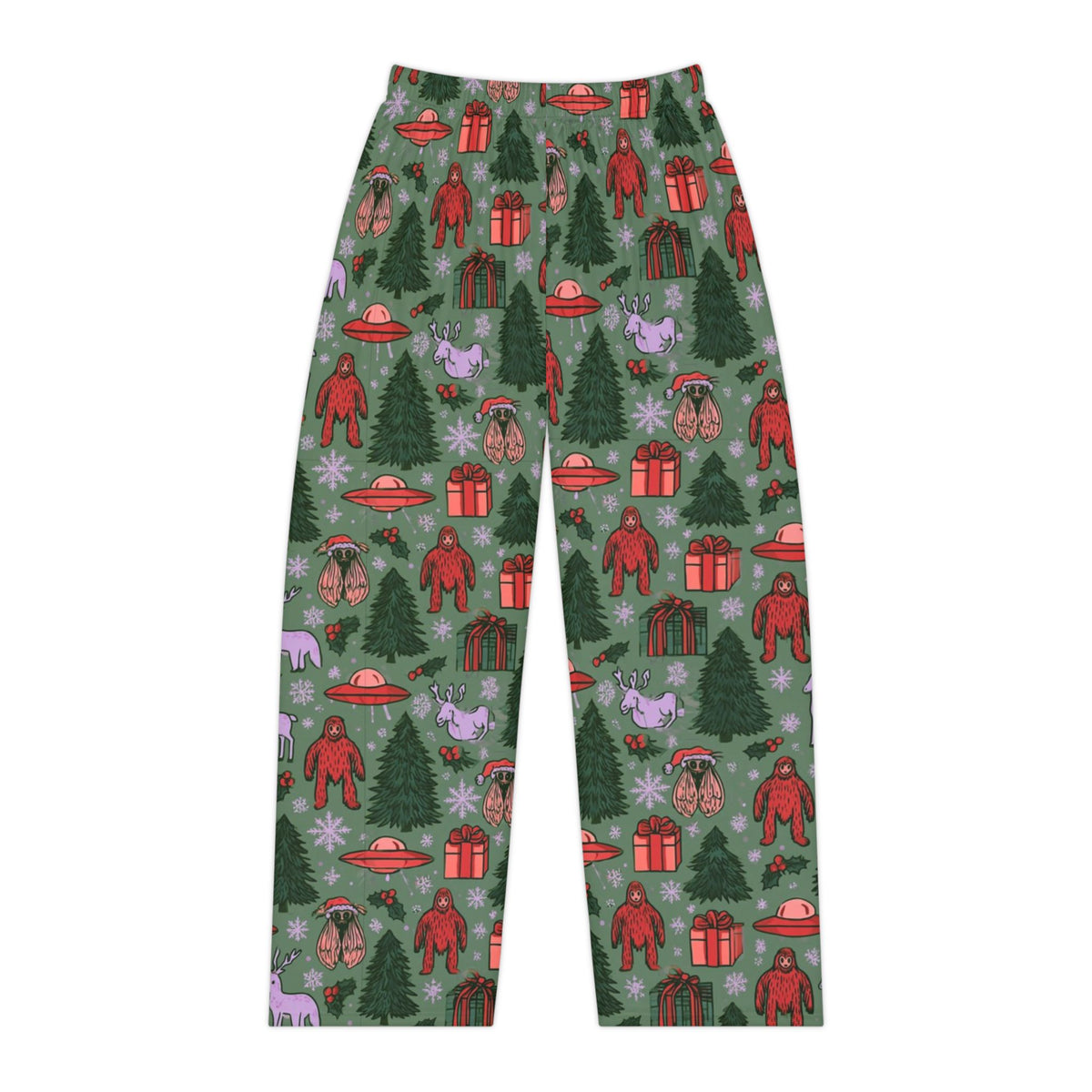 Cryptid Christmas Pajama Pants | Bigfoot Mothman UFO Holiday