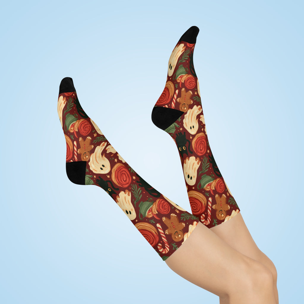Haunted Christmas Bakery Crew Socks | Ghosts Cats & Pastries