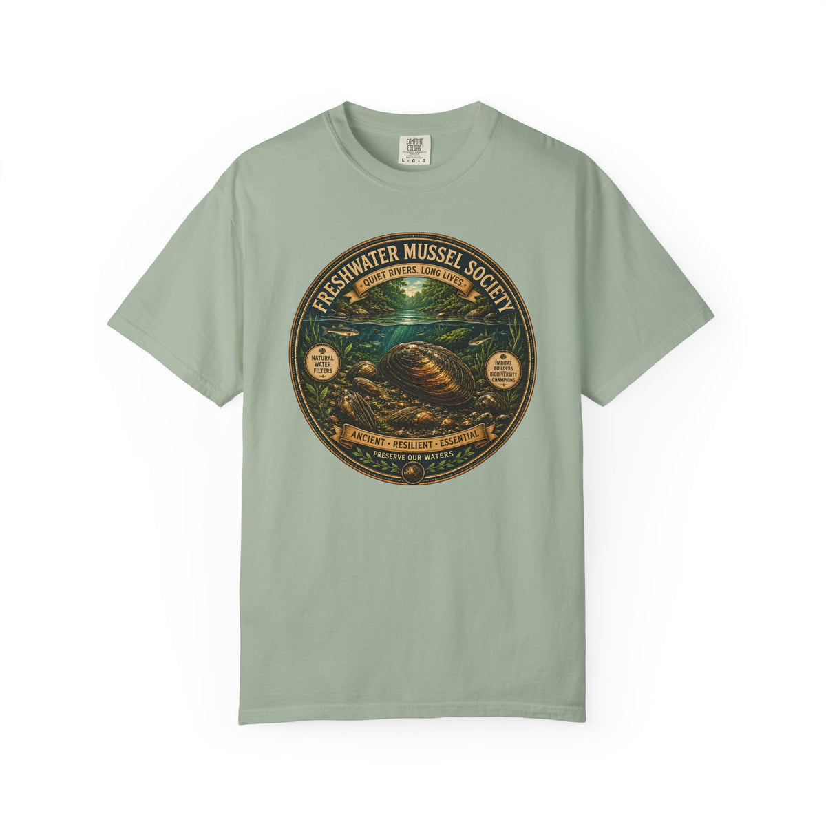 Freshwater Mussel Society Shirt, River Conservation Tee, Marine Biology Gift, Comfort Colors Nature Shirt, Aquatic Ecology Graphic Tee