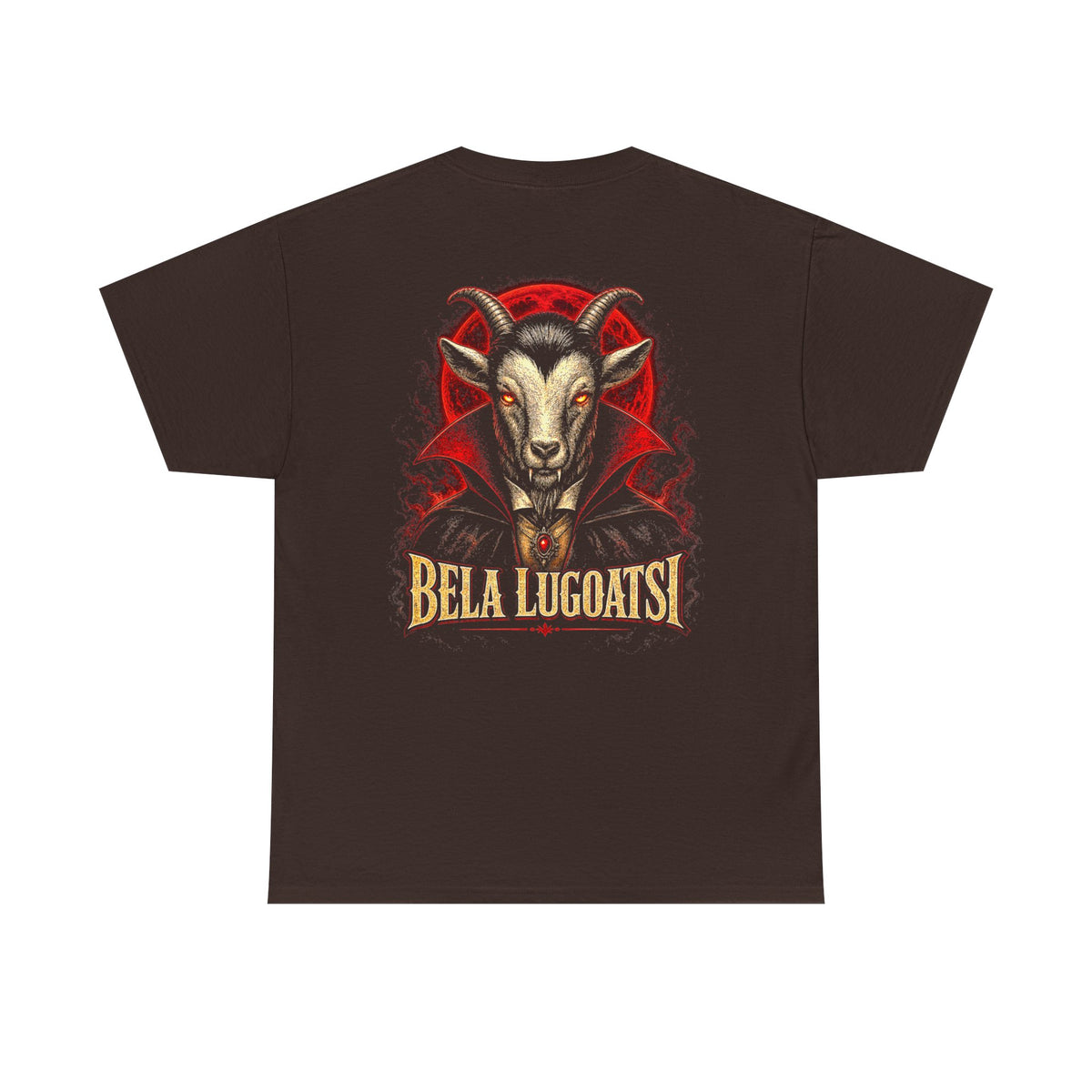 Bela Lugoatsi Shirt, Funny Gothic Goat Vampire Tee, Horror Goth Graphic T Shirt, Dark Humor, Spooky Halloween, Front Back Print