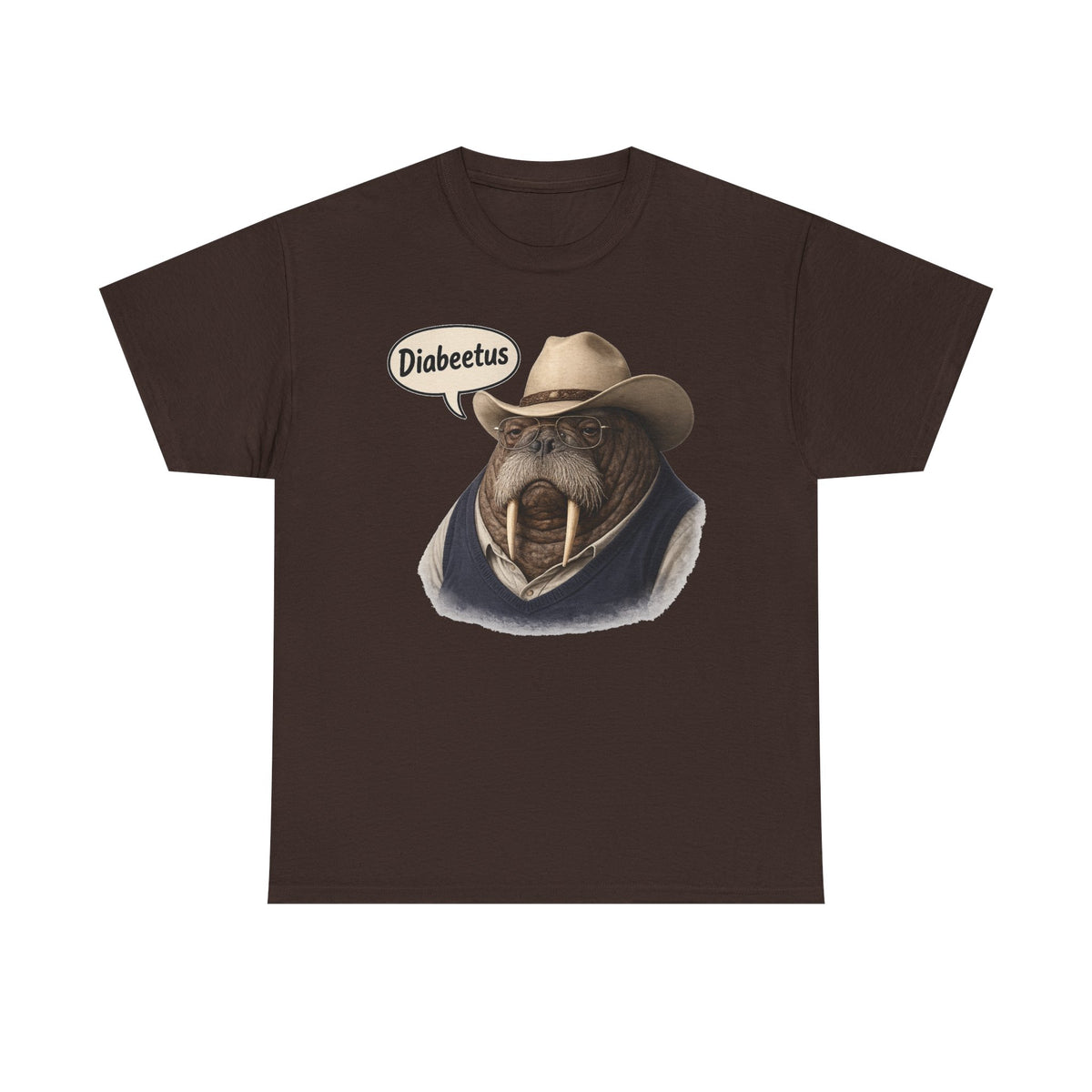 Funny Walrus Cowboy Shirt, Diabetes Humor Tee, Western Walrus Graphic Tee, Meme Shirt, Gift for Him Her, Vintage Style Animal Shirt