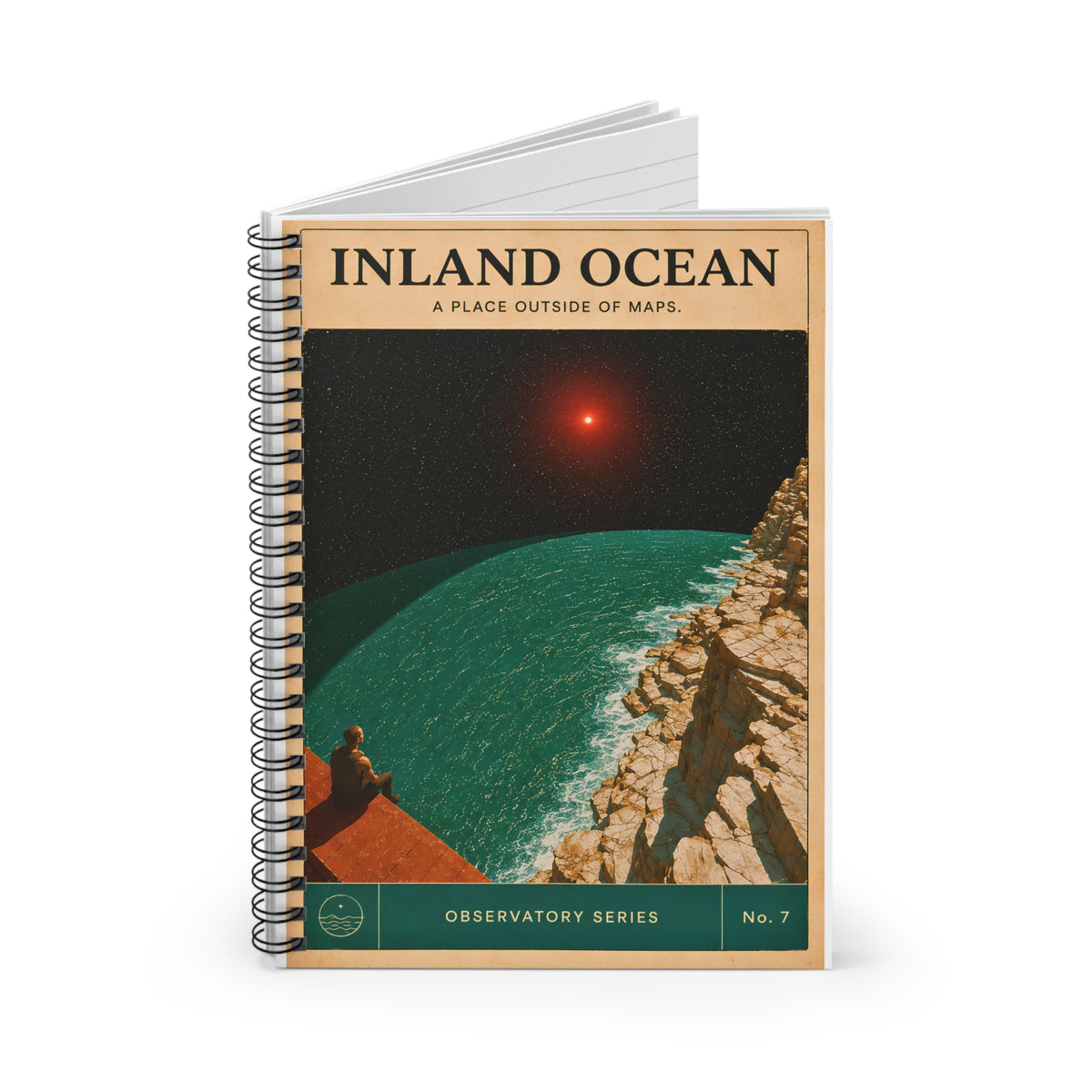 Inland Ocean Observatory retro travel poster Spiral Notebook | Ruled Journal