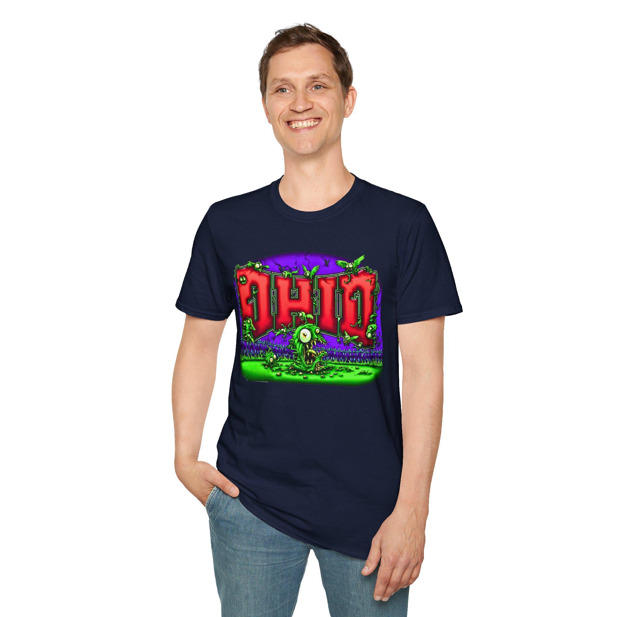 Ohio Neon Horror Graphic Monster Shirt