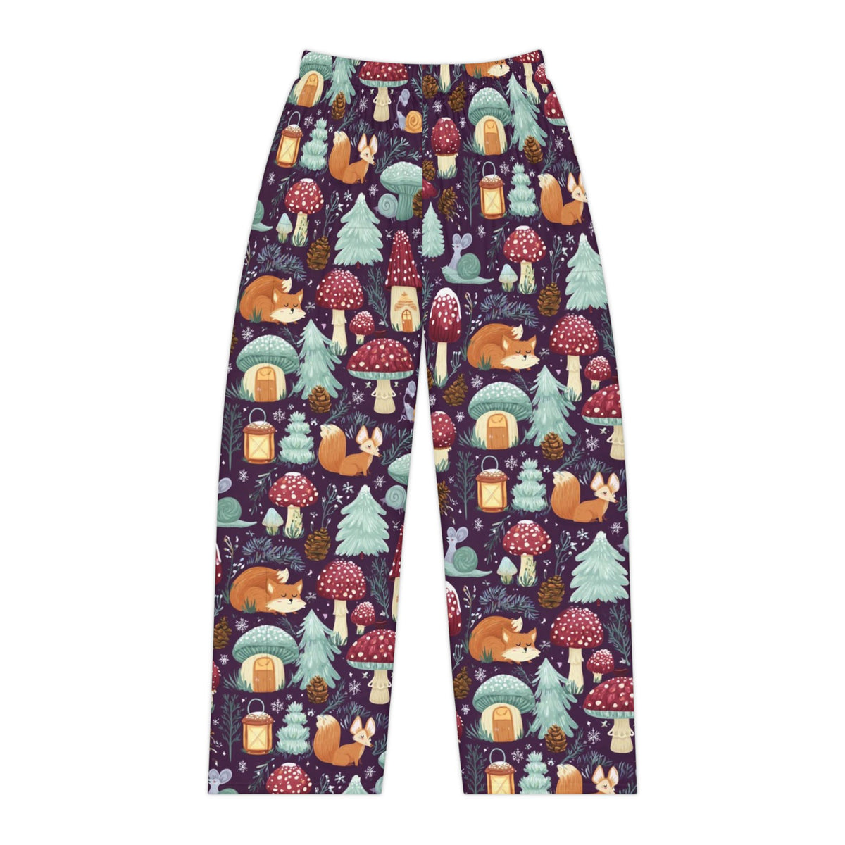 Enchanted Mushroom Christmas Pajama Pants | Forest Village Print