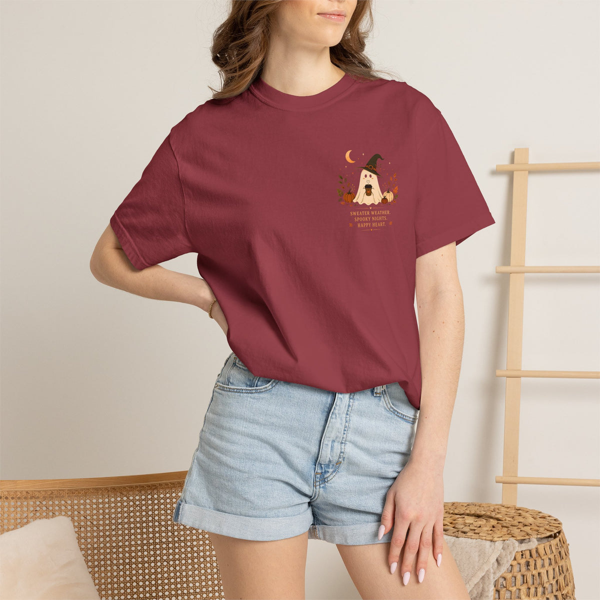 Cute Ghost Halloween Shirt | Comfort Colors 1717 Fall Tee | Cozy Witchy Pumpkin Autumn Graphic Shirt for Women