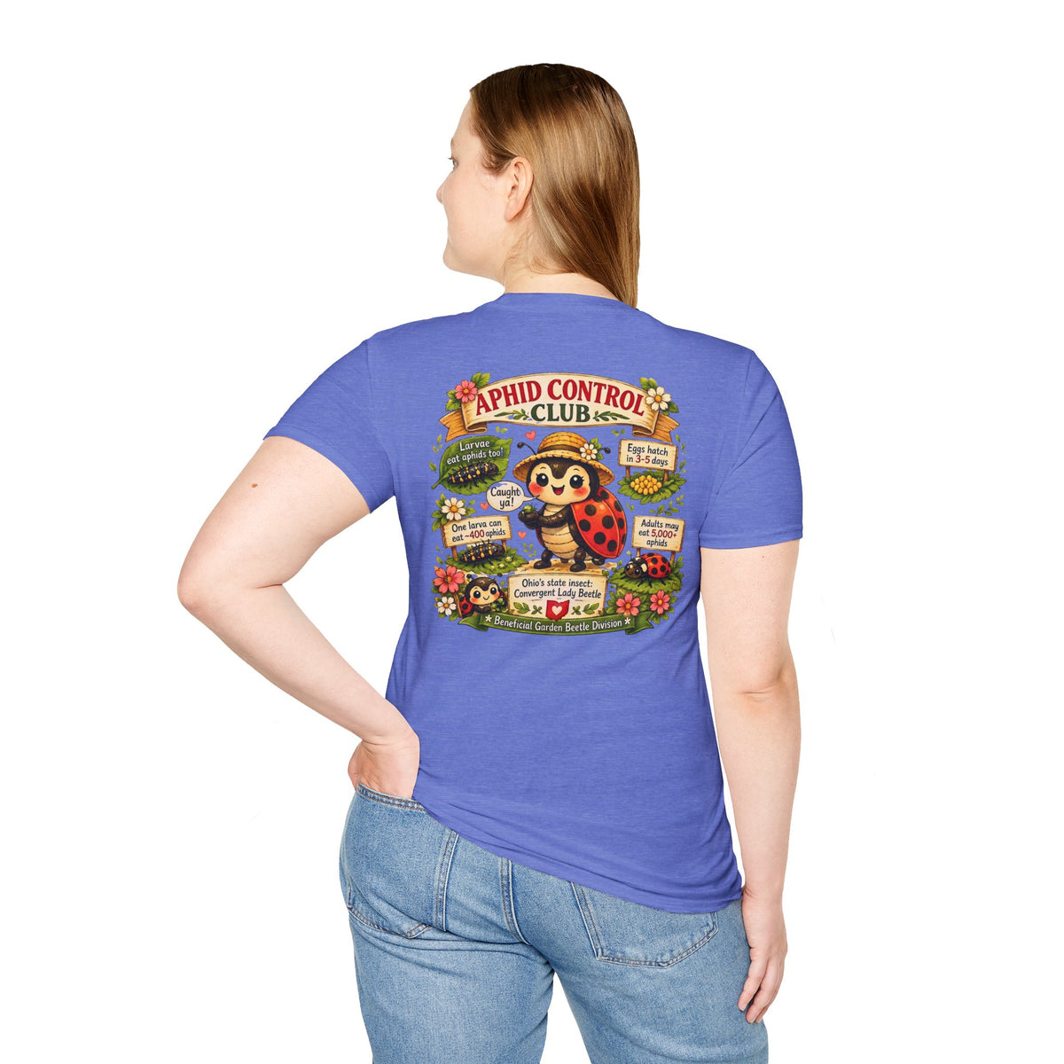 Aphid Control Club Ladybug Garden Graphic Tee, Cottagecore Entomology Apparel, Cute Beneficial Insect Gardener Gift