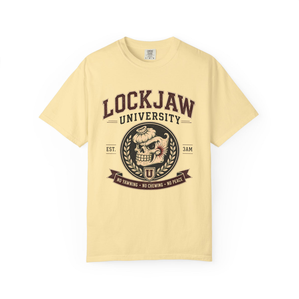 LOCKJAW University Shirt, TMJ Shirt, Temporomandibular Joint Disorder Tee, Funny TMJ Tee, Night Grinder, Jaw Pain Humor