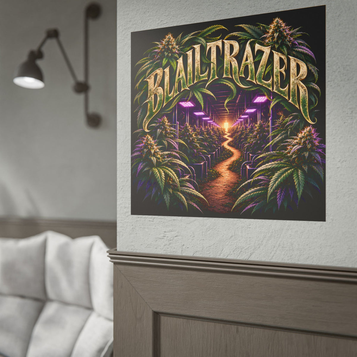 Blailtrazer Cannabis Grow Room Poster, Psychedelic Weed Wall Art, Stoner Decor, 420 Gift, Neon Marijuana Print
