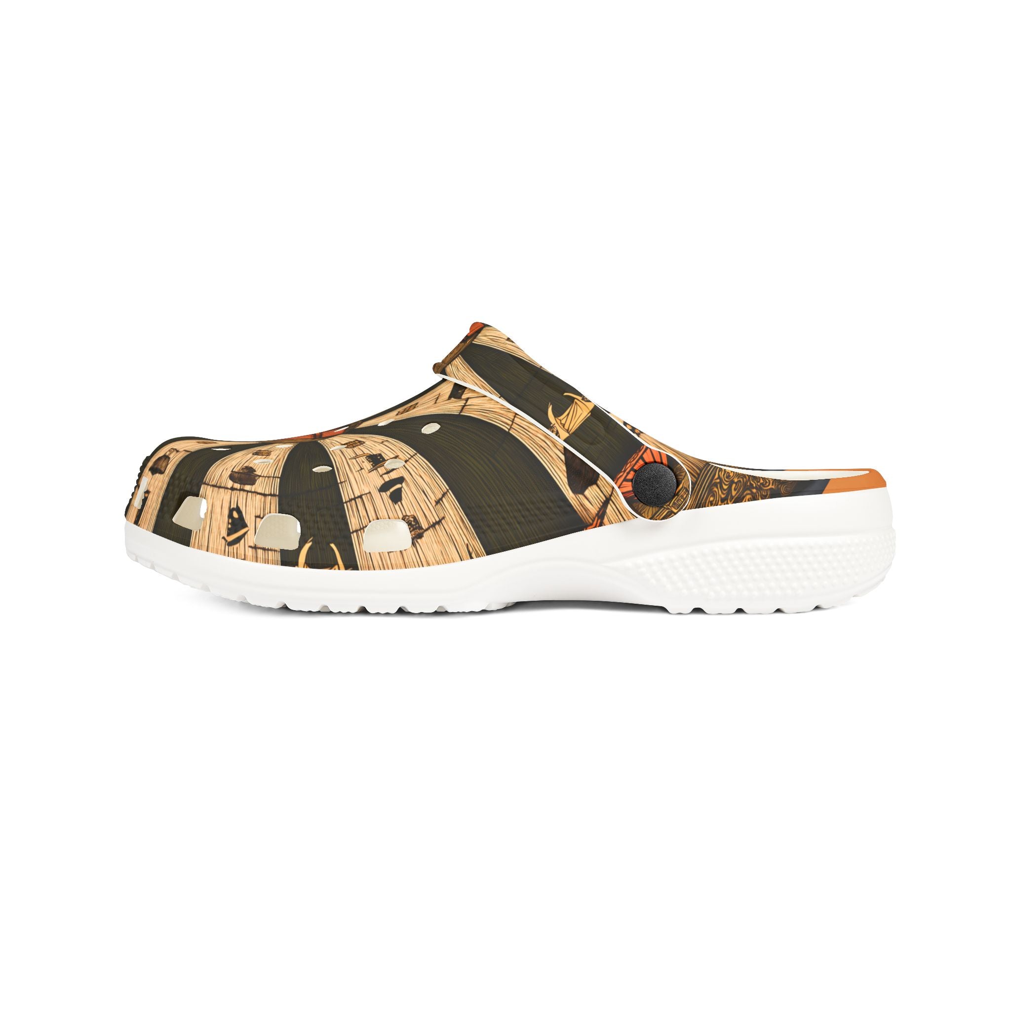 Tree Ring Circus Clogs | Woodland Carnival Art Shoes | Lightweight Ventilated Slip-On Footwear