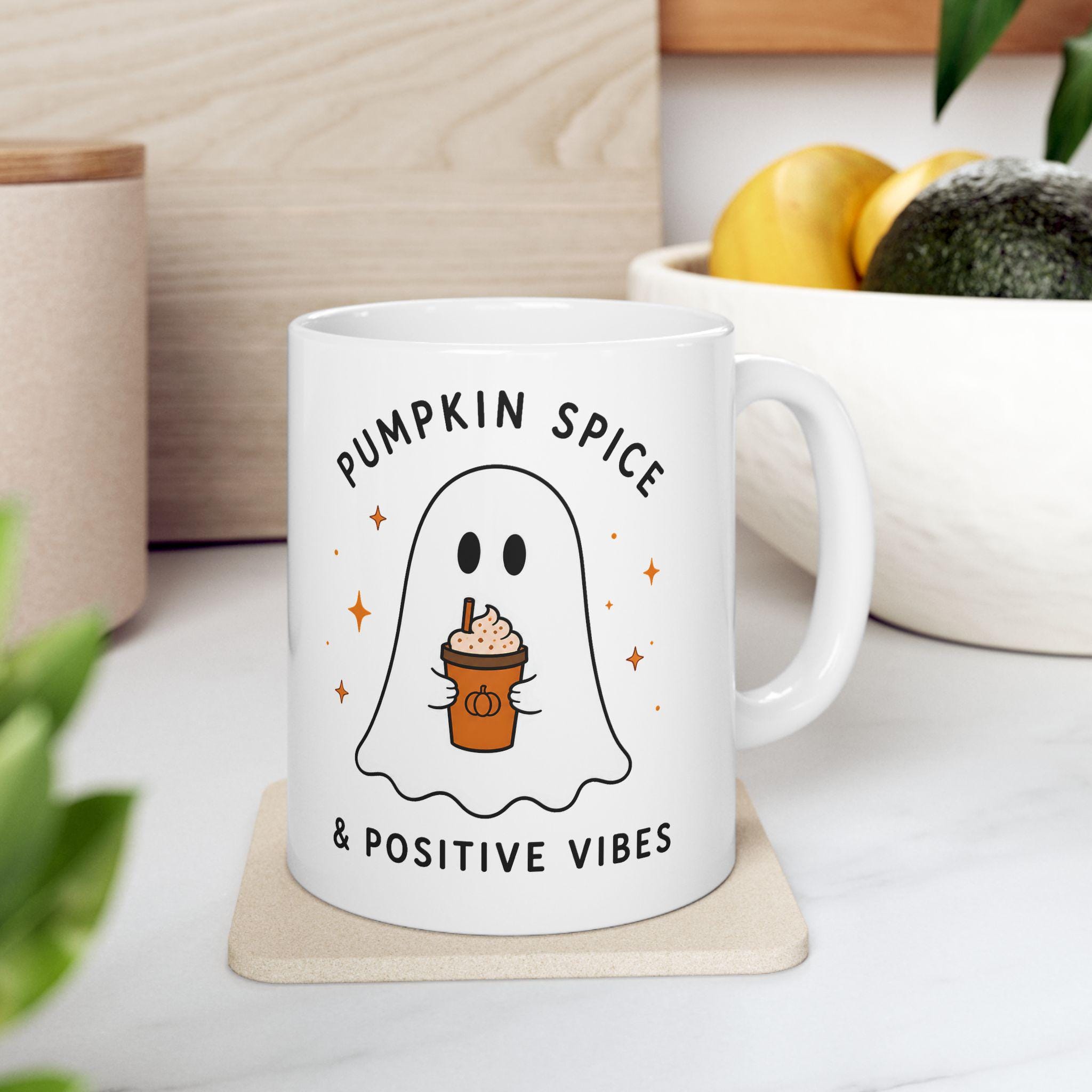 Ghost Pumpkin Spice Mug | Cozy Fall Ceramic Coffee Cup