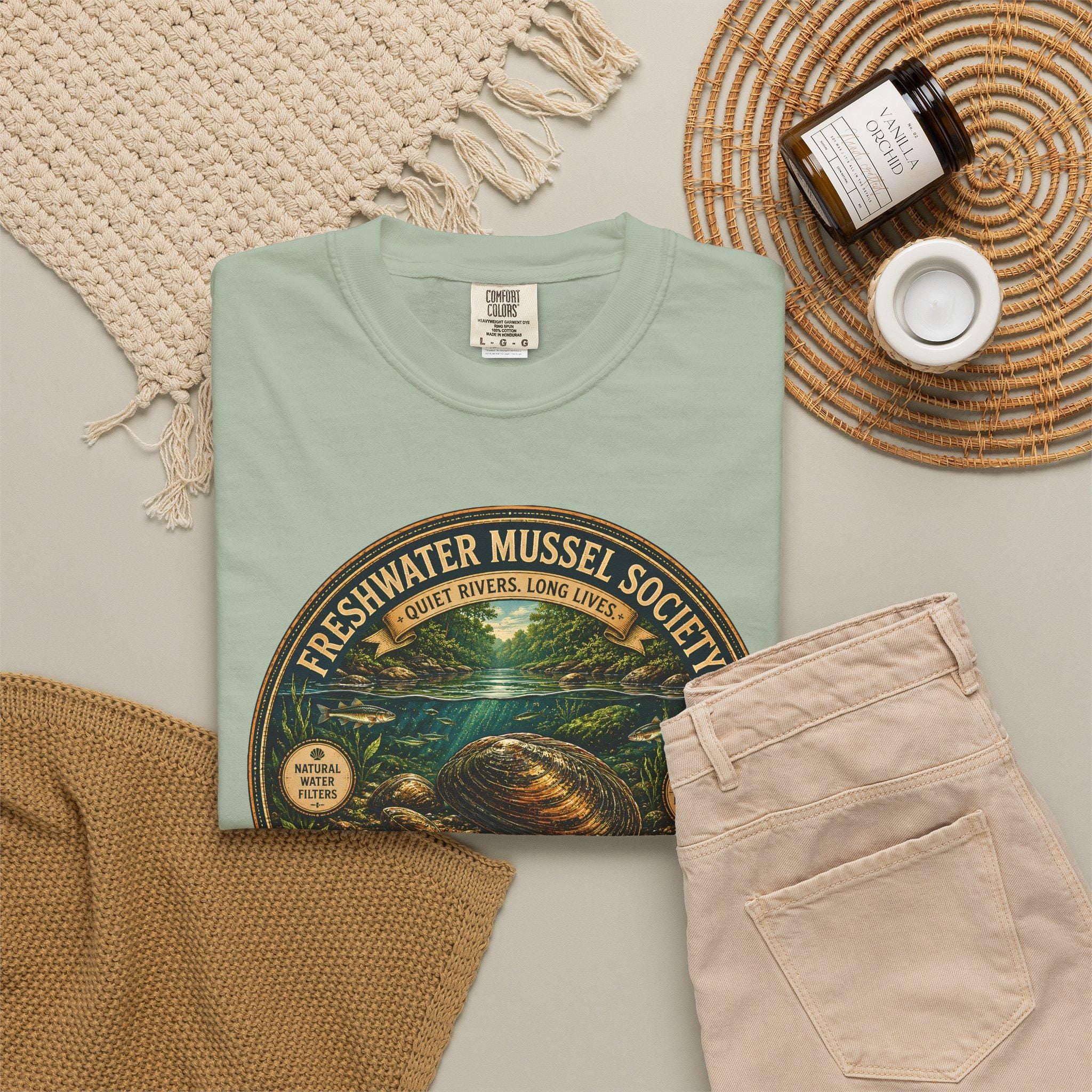 Freshwater Mussel Society Tee, River Conservation, Marine Biology, Comfort Colors Nature Shirt