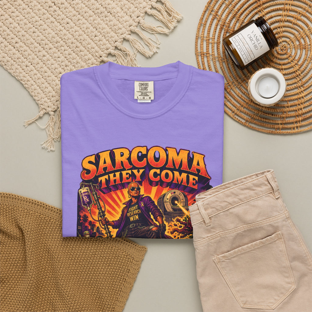 Sarcoma They Come Sarcoma They Fall Shirt | Vintage Grindhouse Horror Poster Tee | Sarcoma Awareness Gift | Fight Research Win