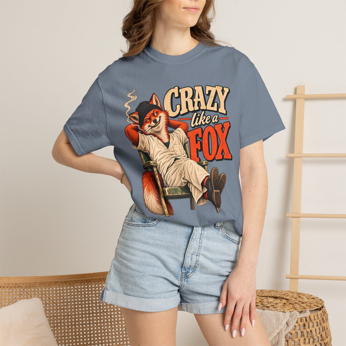 Crazy Like a Fox Shirt, Funny Fox Graphic Tee, Vintage Animal T Shirt, Retro Fox Lover Gift, Comfort Colors Unisex, Sarcastic Humor Shirt