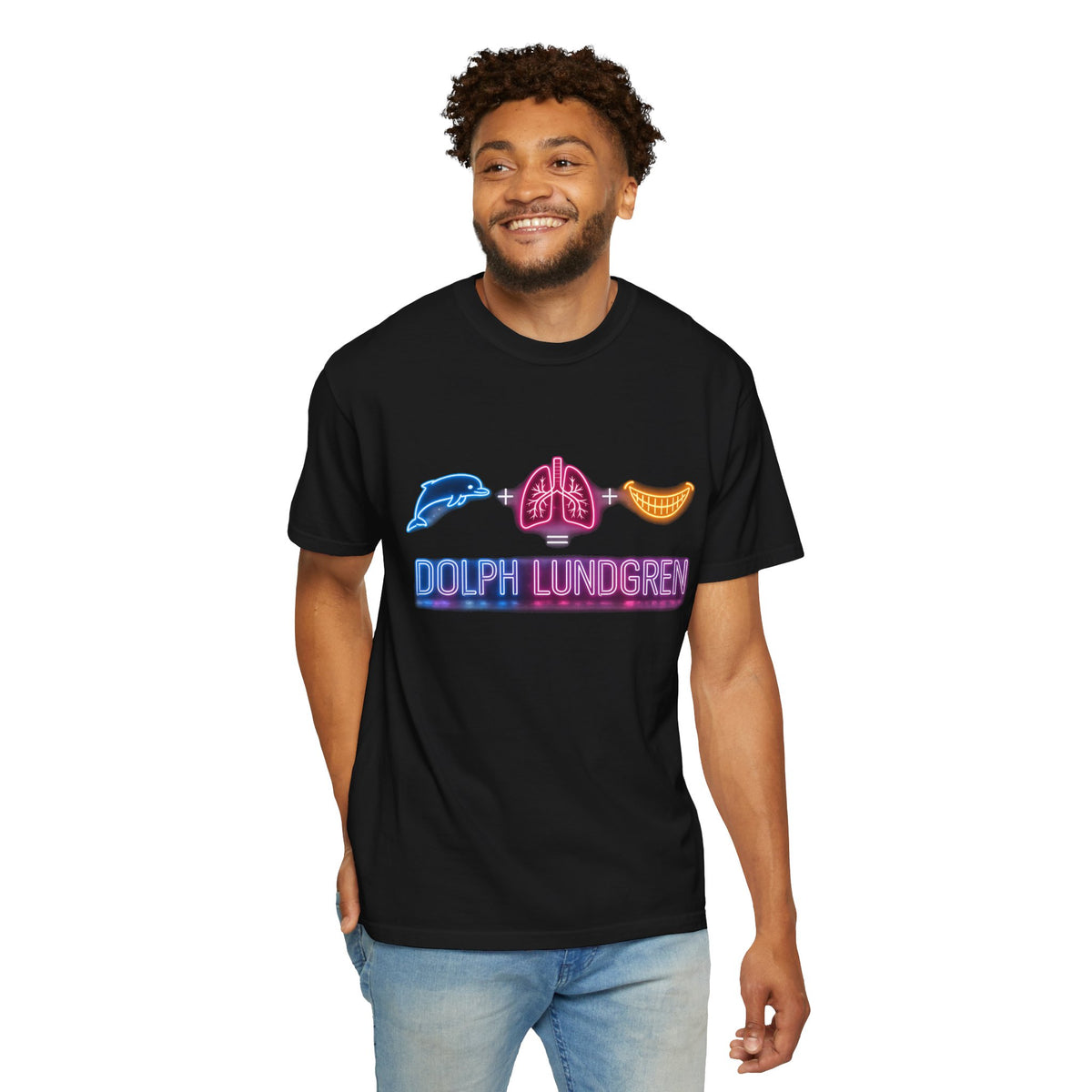 Dolph Lundgren Neon Shirt, Funny Math Formula Tee, Dolphin Lung Grin Shirt, 80s Neon Graphic Tee, Weird Humor Gift, Retro Neon Shirt