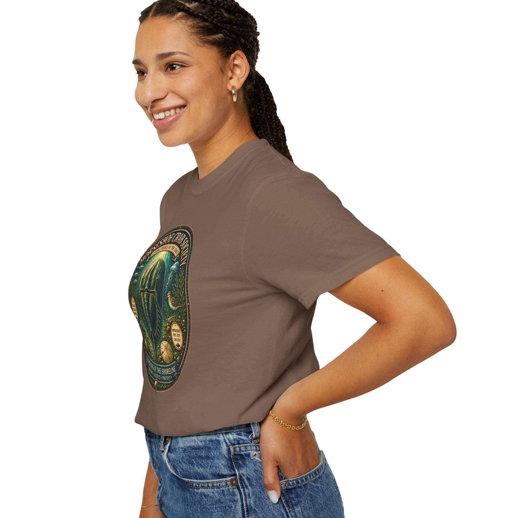 Horseshoe Crab Society Shirt, Living Fossil Marine Biology Tee, Coastal Ocean Wildlife Graphic