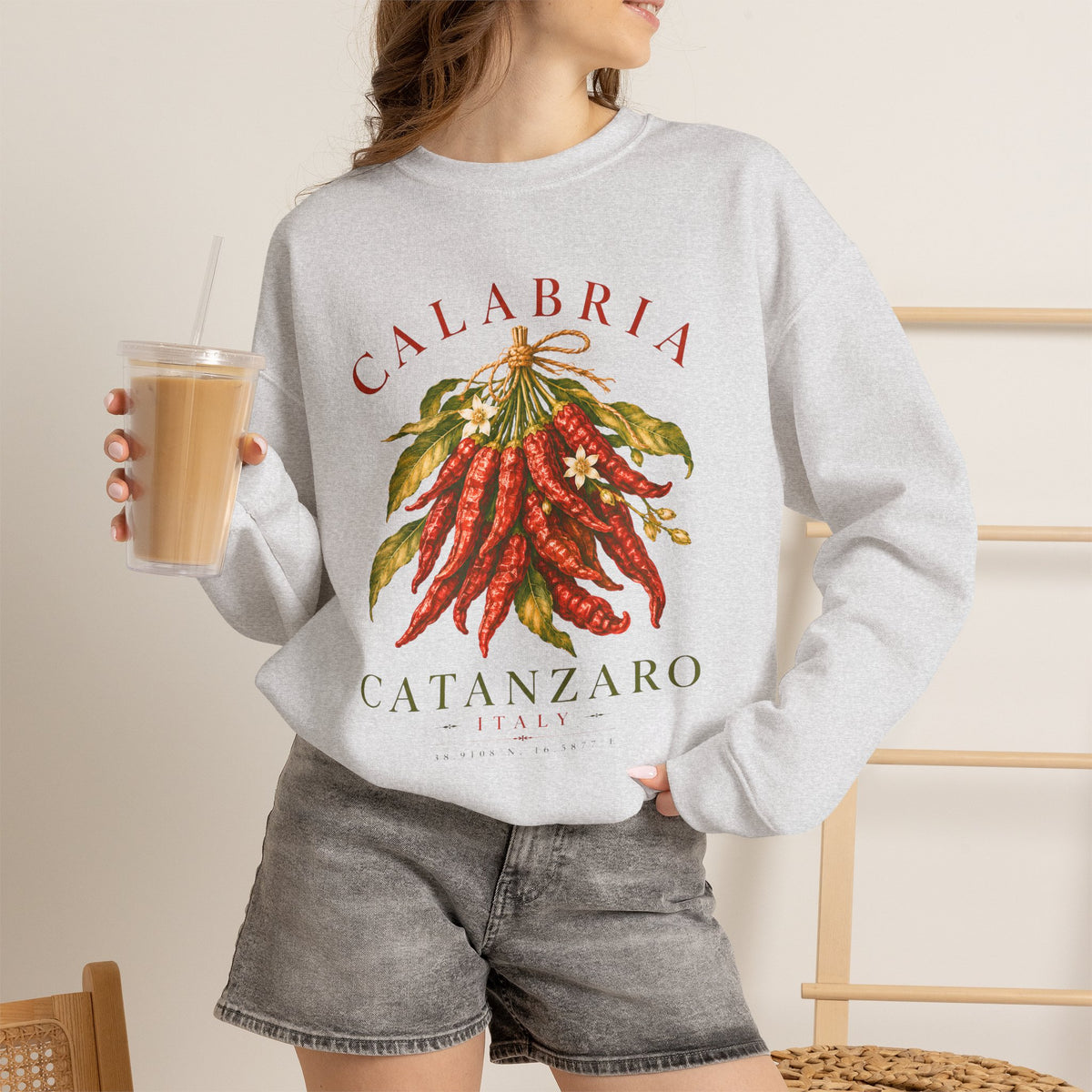 Calabria Catanzaro Sweatshirt, Vintage Italian Chili Pepper Crewneck, Italian Heritage Sweatshirt, Calabria Gift, Cozy Unisex Pullover