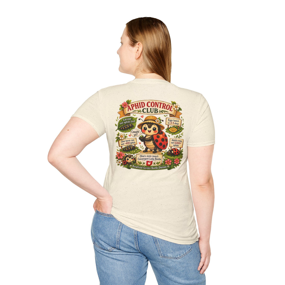 Aphid Control Club Ladybug Garden Graphic Tee, Cottagecore Entomology Apparel, Cute Beneficial Insect Gardener Gift