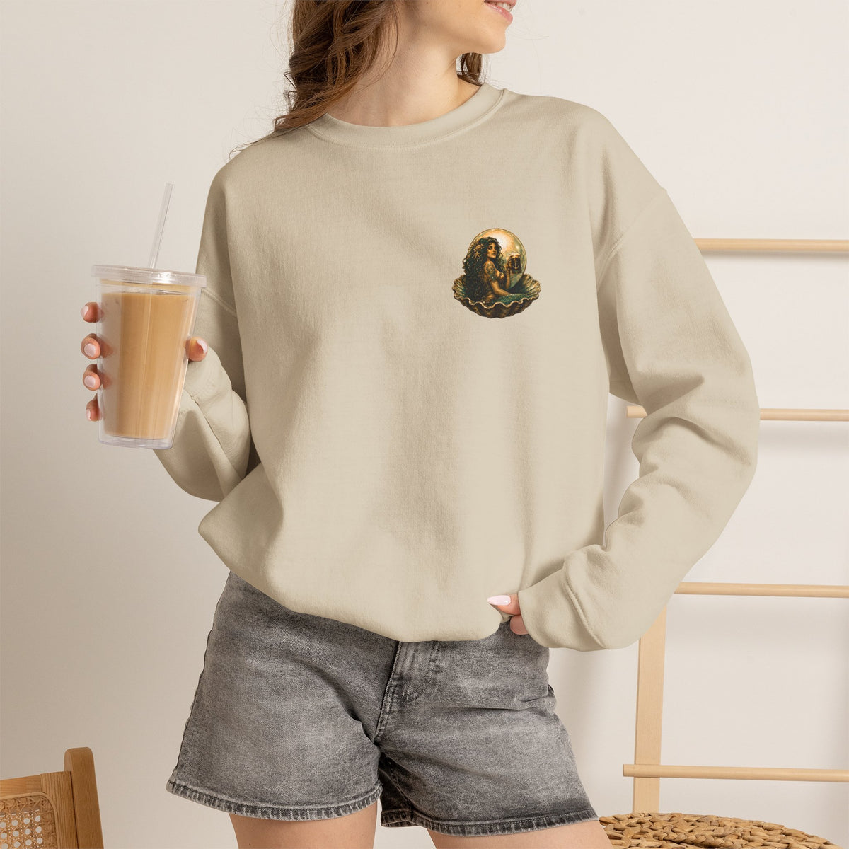 Mermaid Vintage Poster Crewneck Sweatshirt | Murky Pearl