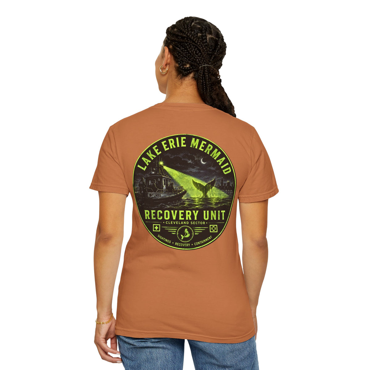 Lake Erie Mermaid Recovery Unit Shirt, Midwest Cryptid Tee, Great Lakes Monster Shirt, Neon Horror Graphic Tee, Cleveland Ohio Cryptid Gift