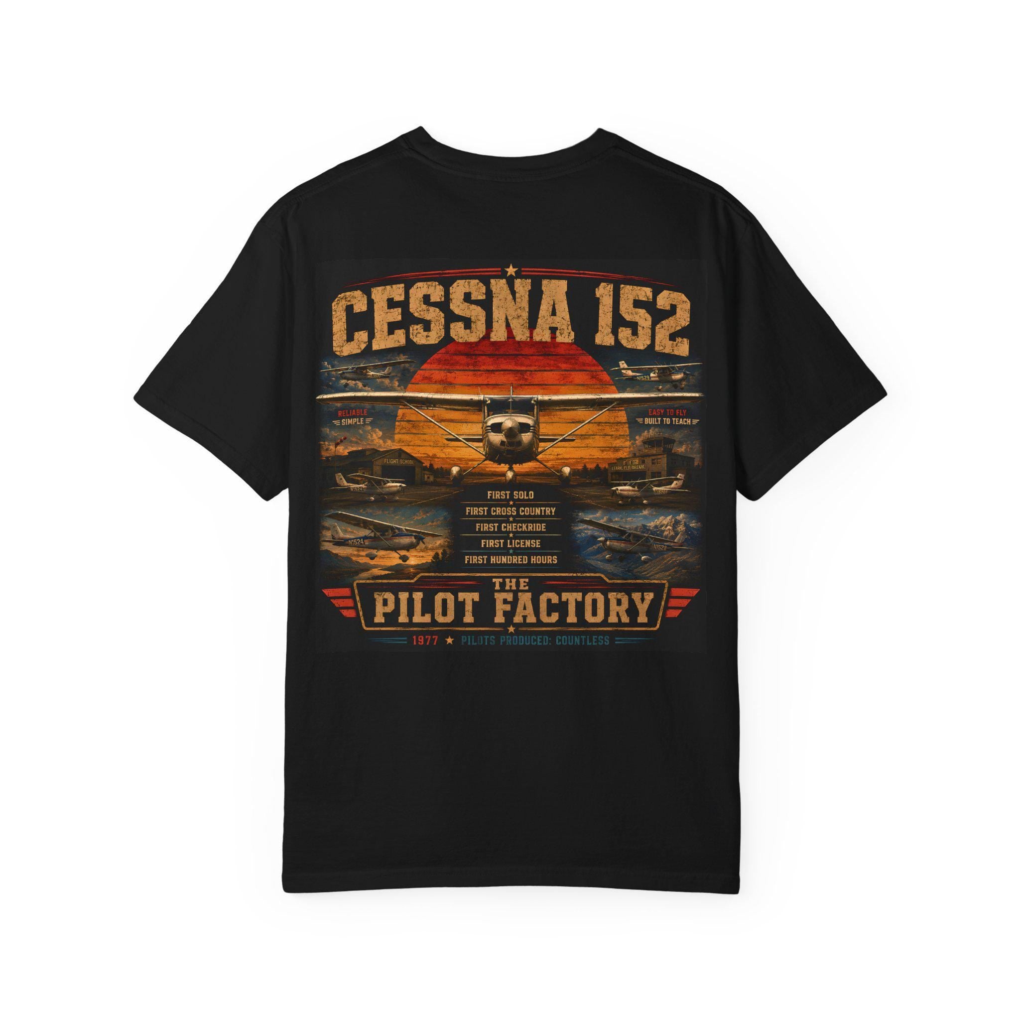 Cessna 152 The Pilot Factory Aviation T-Shirt | Vintage Flight School Trainer Pilot Gift