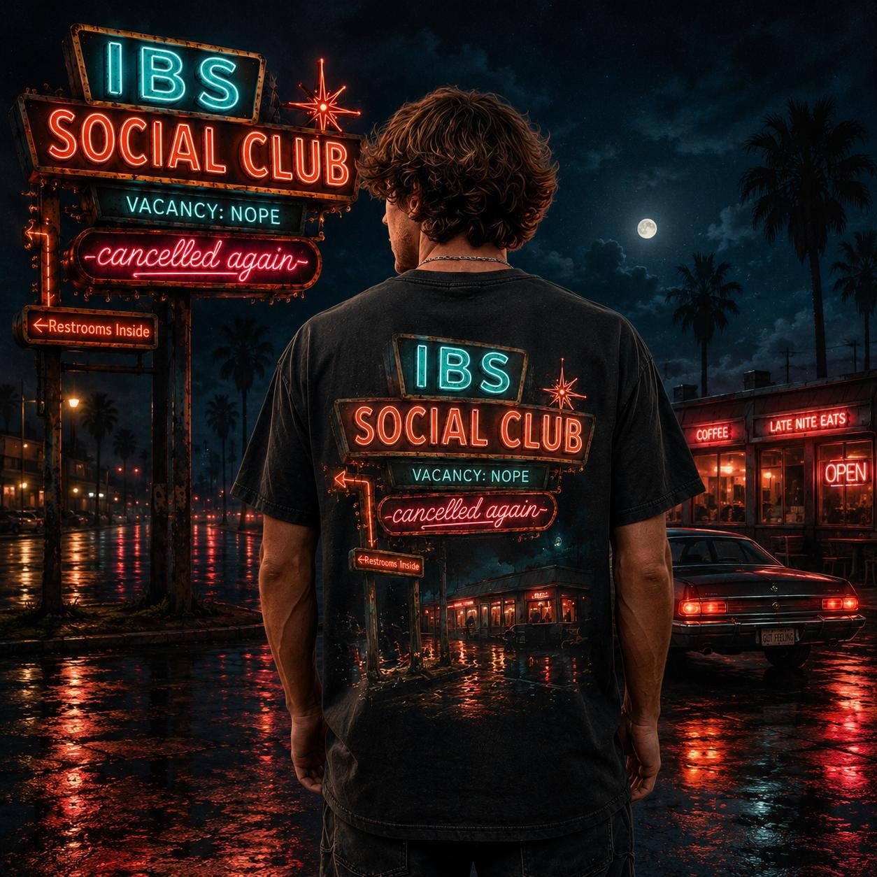 IBS Social Club Shirt, Cancelled Again Retro Motel Graphic Tee