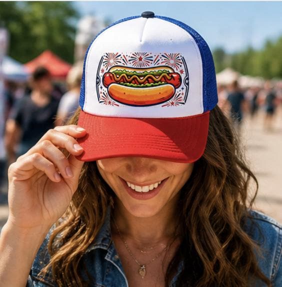 4th of July Relish The Moment Hot Dog Trucker Hat