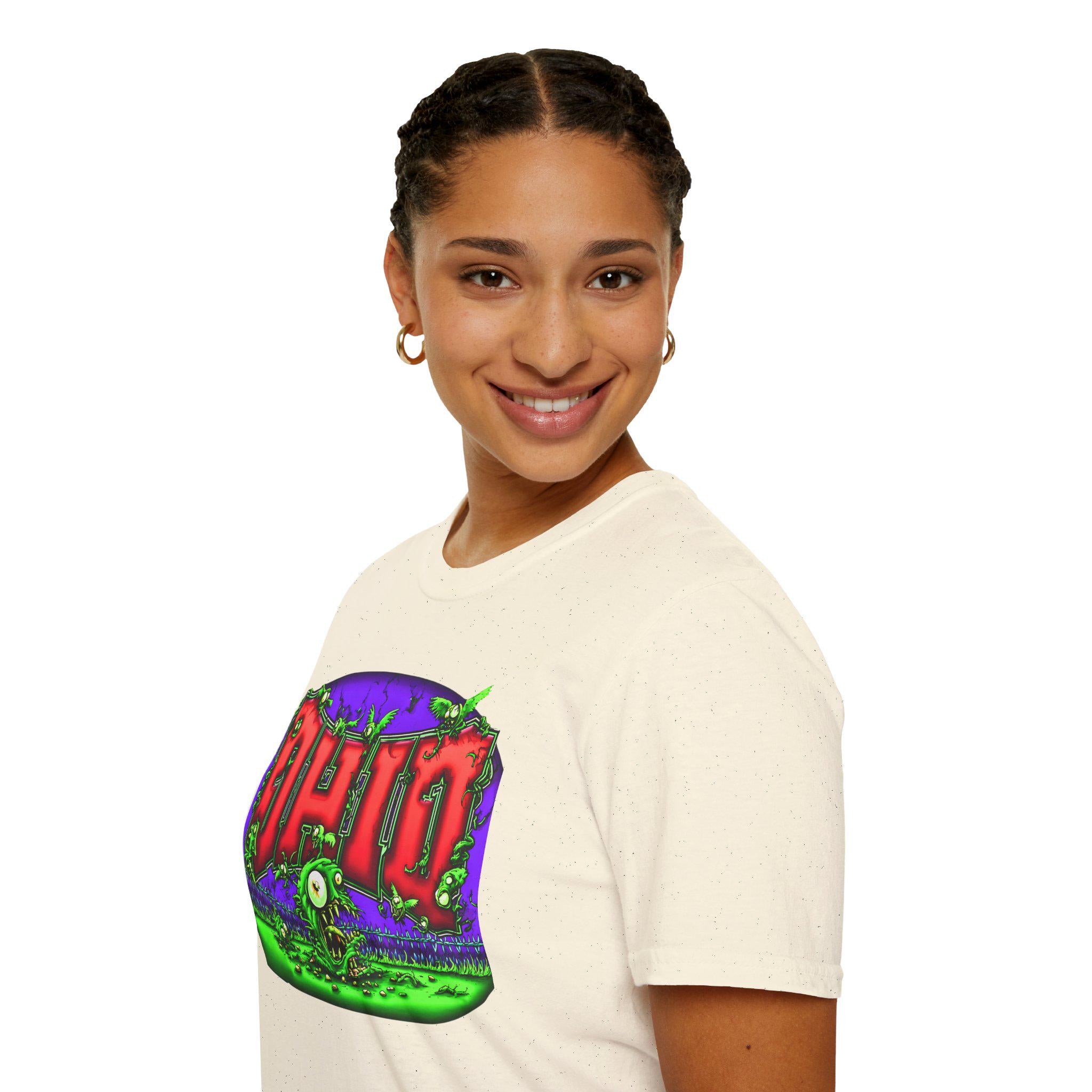 Ohio Neon Horror Graphic Monster Shirt