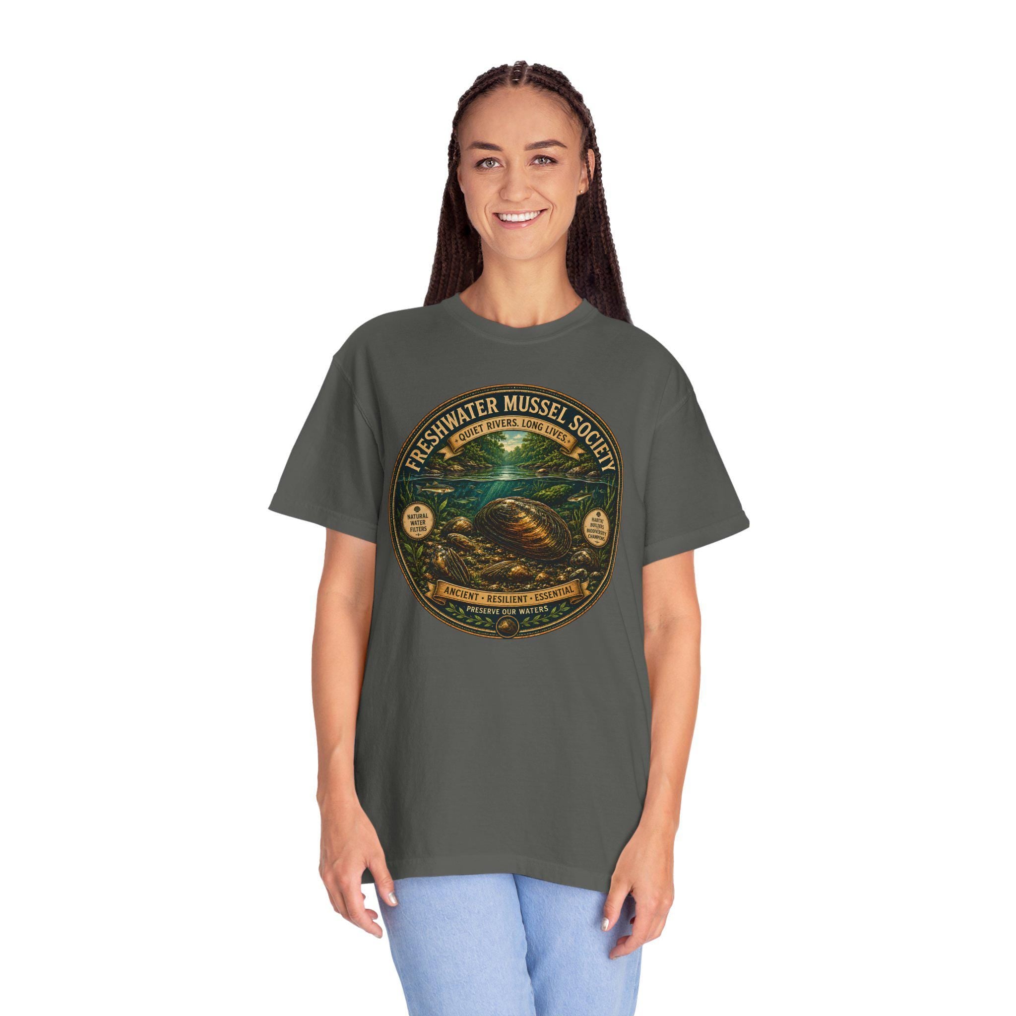 Freshwater Mussel Society Tee, River Conservation, Marine Biology, Comfort Colors Nature Shirt