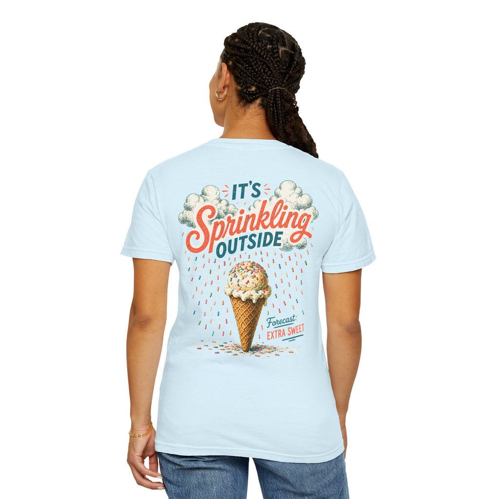 Its Sprinkling Outside ice cream cone T-Shirt | retro dessert illustration