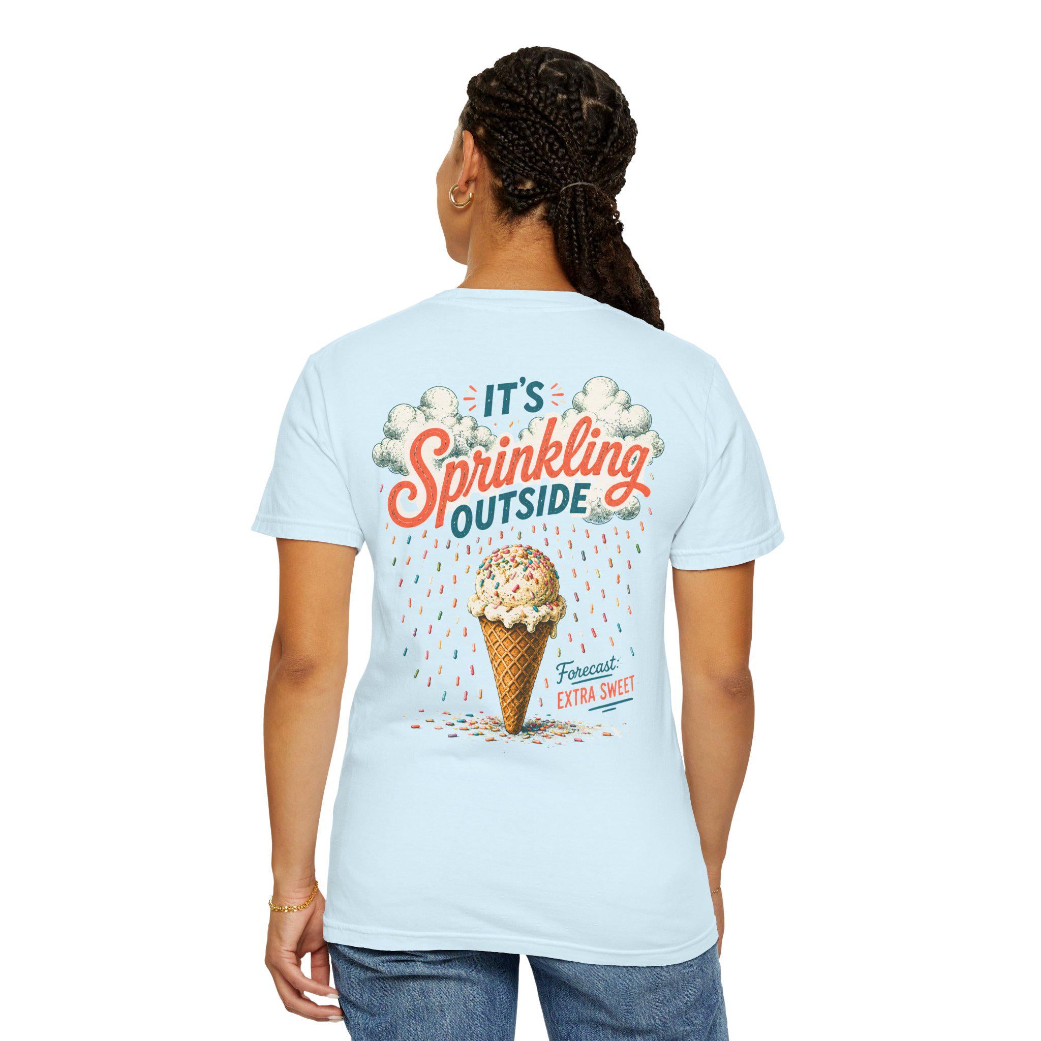 Its Sprinkling Outside ice cream cone T-Shirt | retro dessert illustration