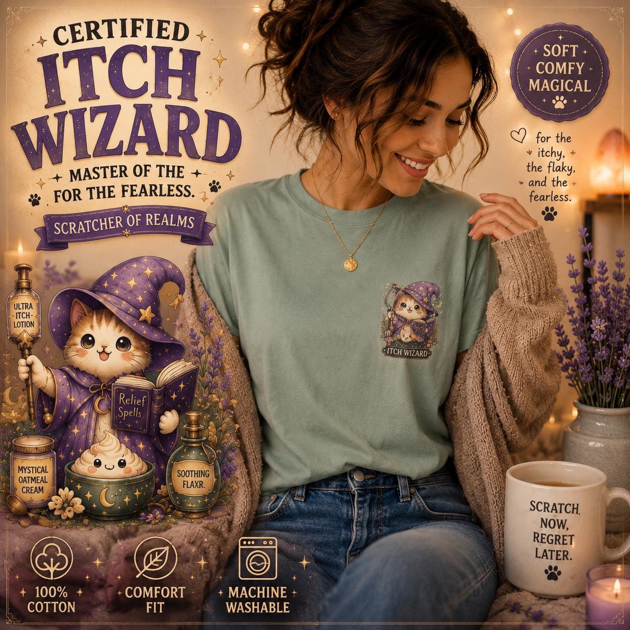 Certified Itch Wizard Cat Tee