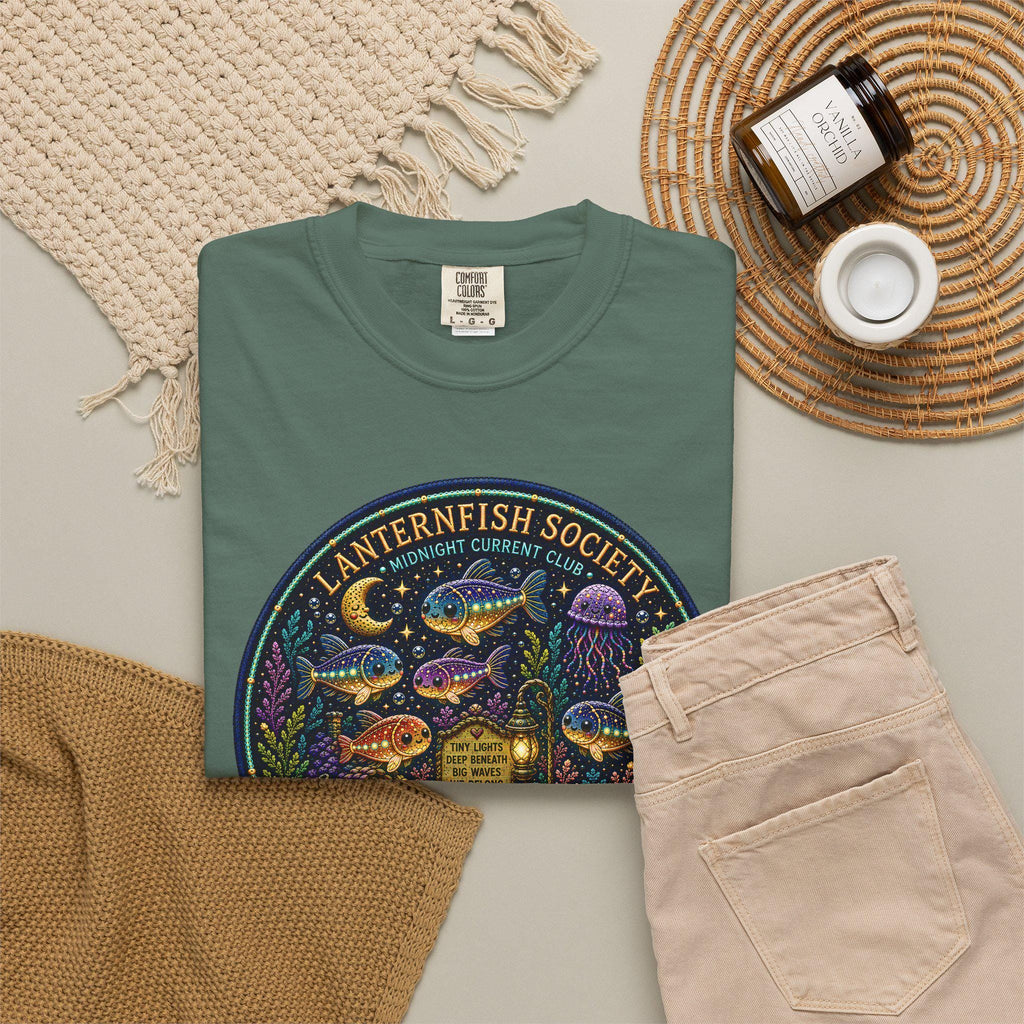 Lanternfish Society Shirt, Bioluminescent Deep Sea Marine Life Tee, Comfort Colors 1717