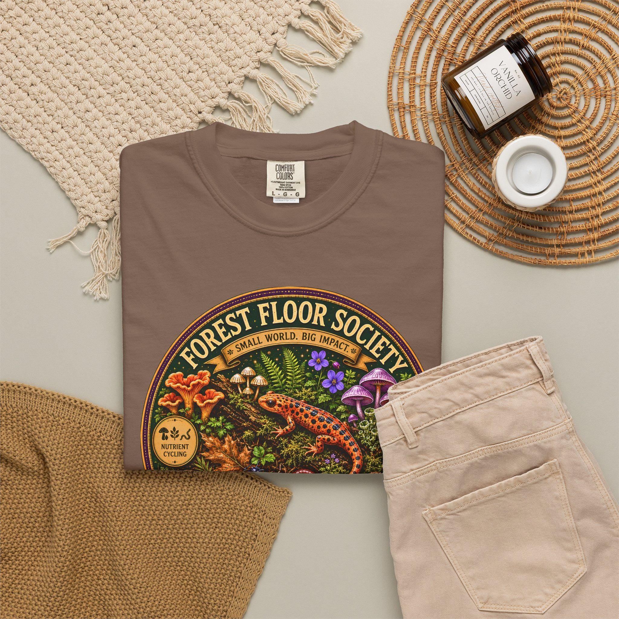 Forest Floor Society T-Shirt | Woodland Mushroom Moss Graphic Tee | Nature Lover Gift