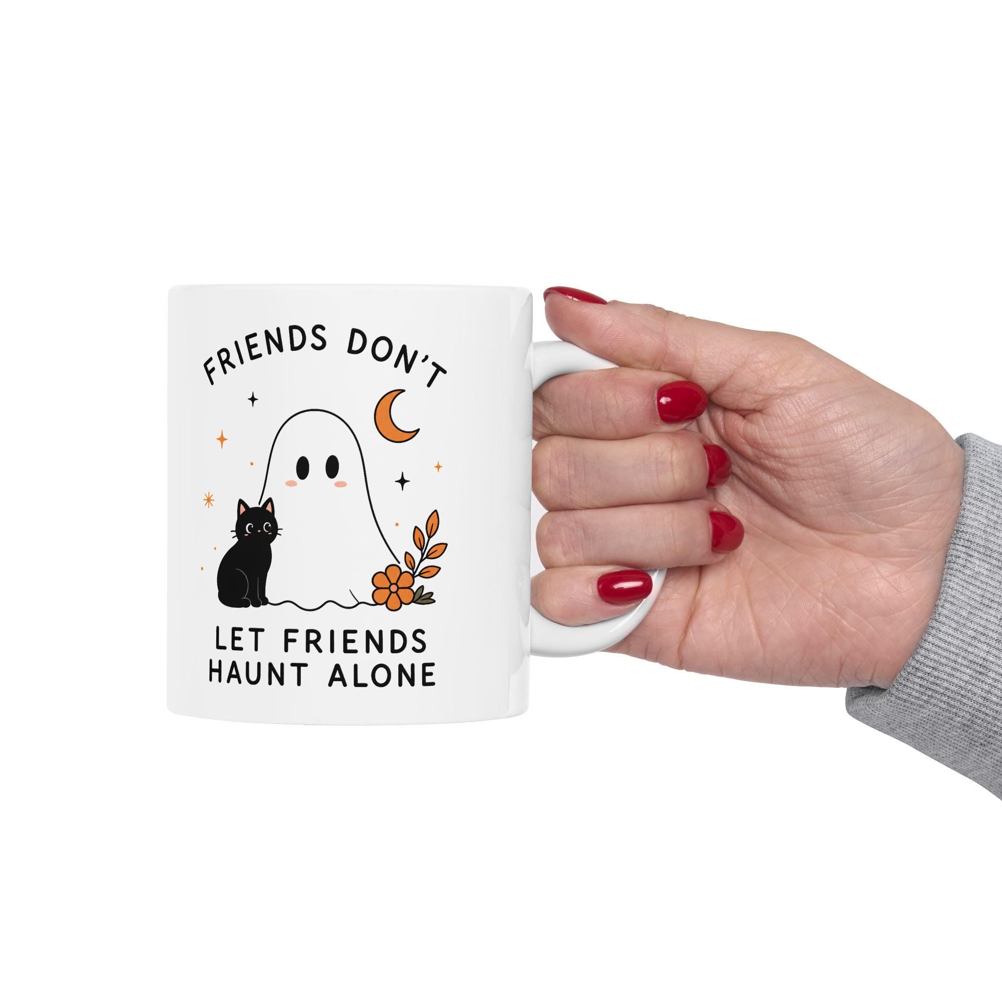Friendship Ghost and Cat Mug | Ceramic Coffee Cup