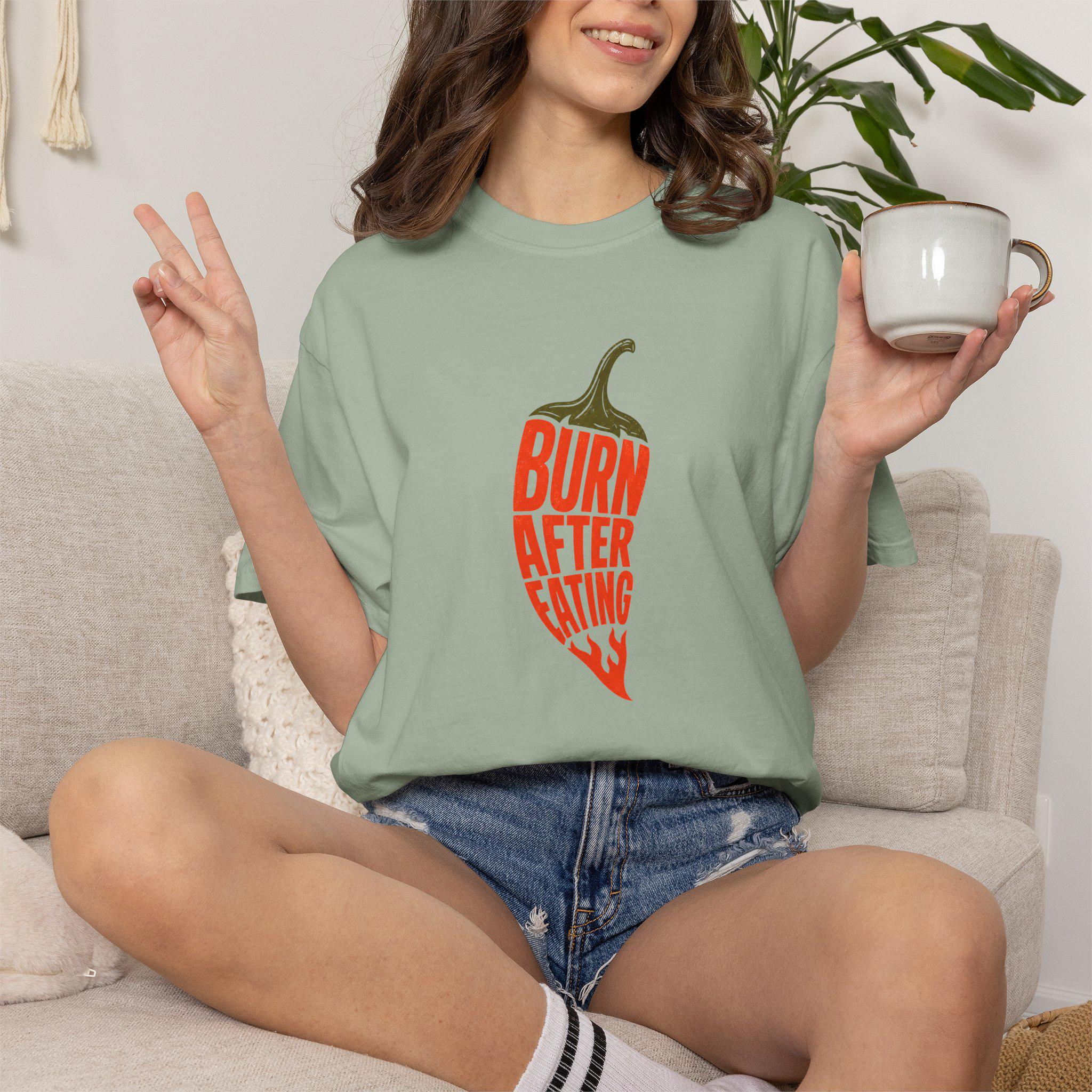 Burn After Eating chili pepper T-Shirt | Spicy Food Graphic