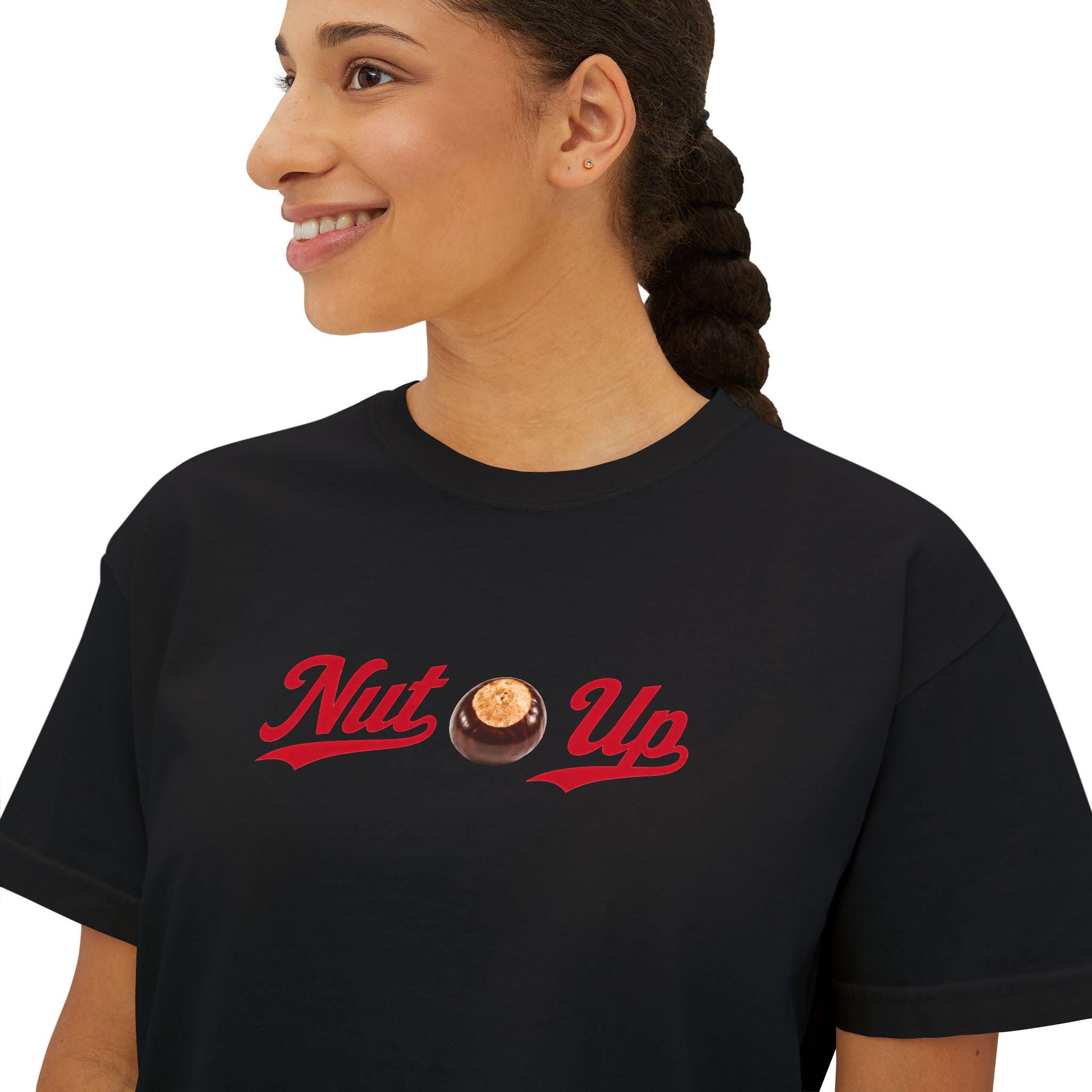 Buckeye Nut Graphic Boxy Tee | Ohio Inspired Nature Shirt, Vintage Script T-Shirt