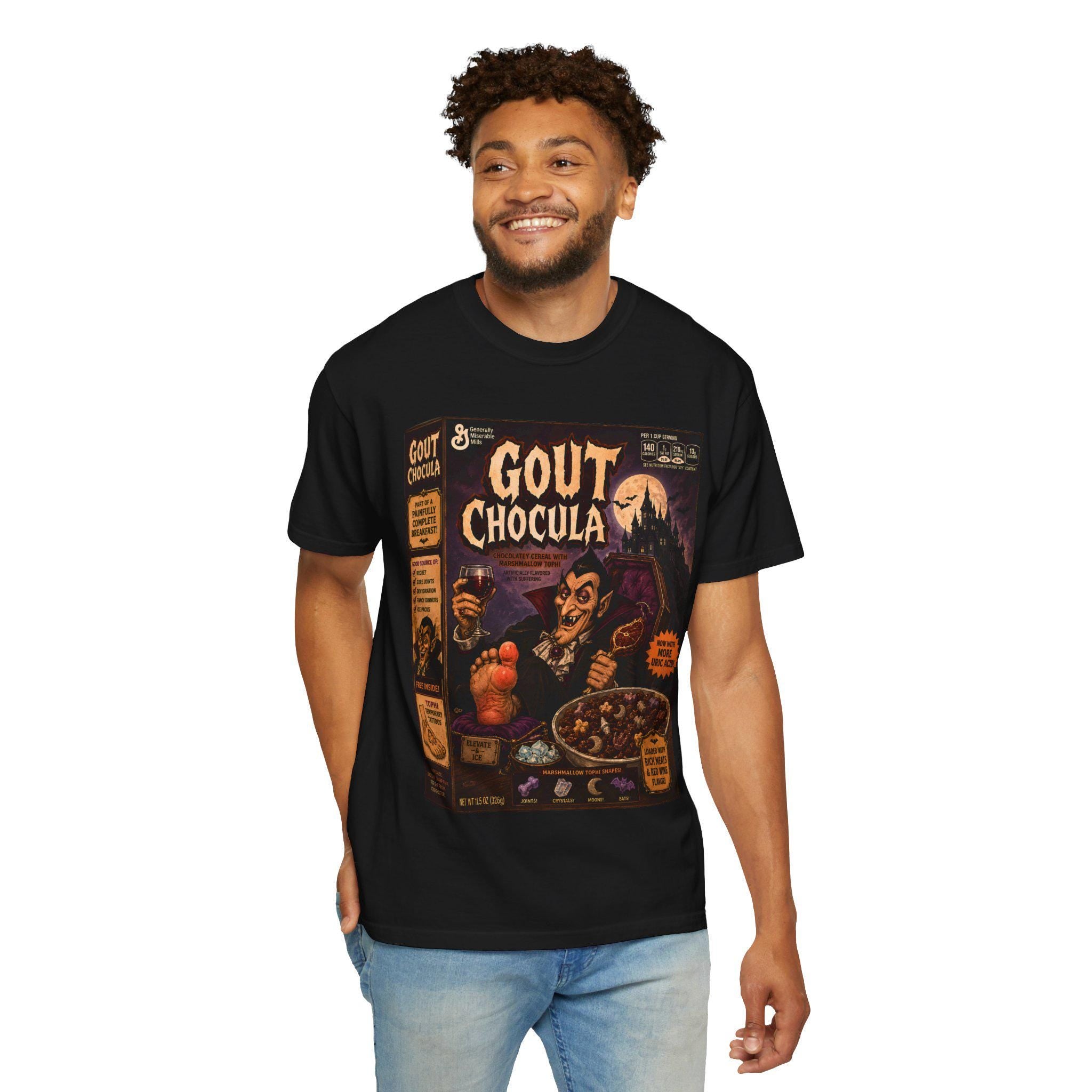 Gout Chocula Cereal Parody Shirt, Gothic Halloween Graphic Tee