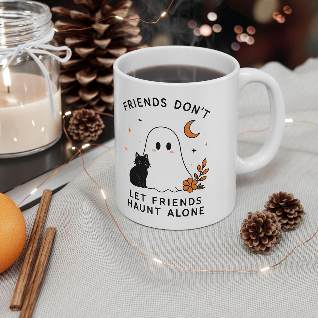 Friendship Ghost and Cat Mug | Ceramic Coffee Cup