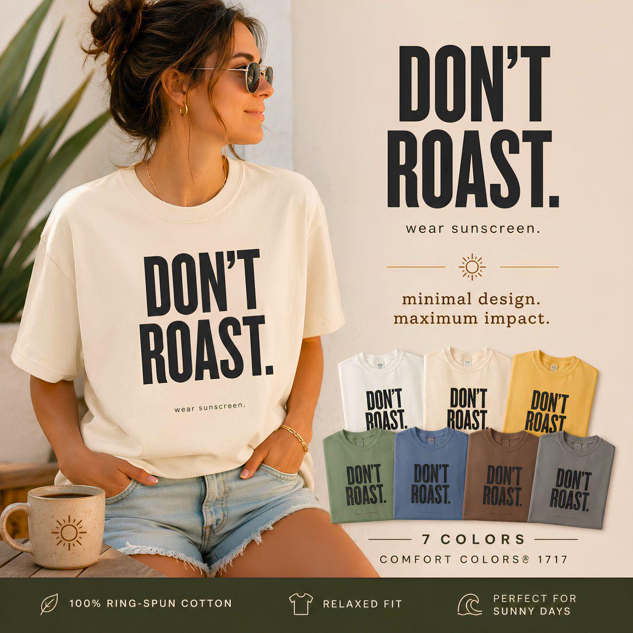 Don't Roast Wear Sunscreen Shirt | Minimalist Summer Graphic Tee | Comfort Colors 1717