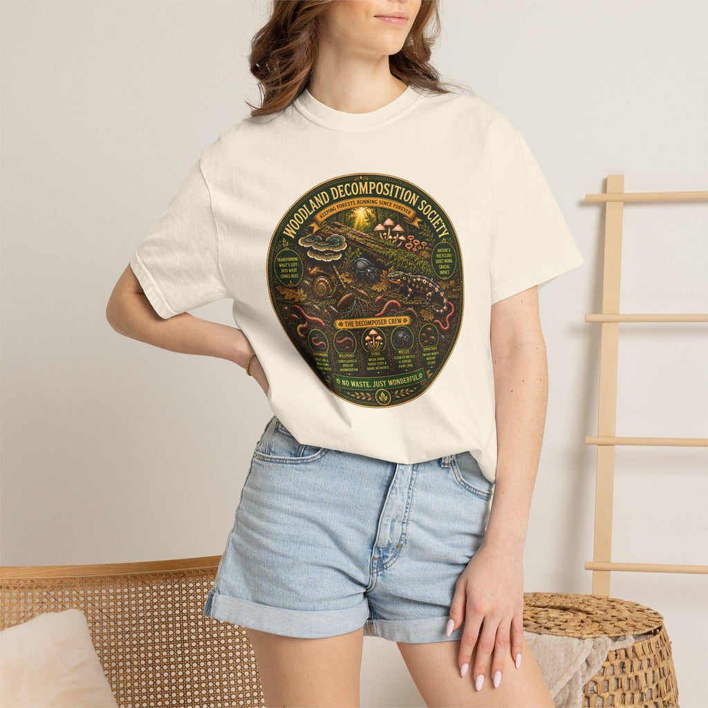 Woodland Decomposition Society Shirt | Vintage Forest Nature Tee, Mushroom Salamander Graphic