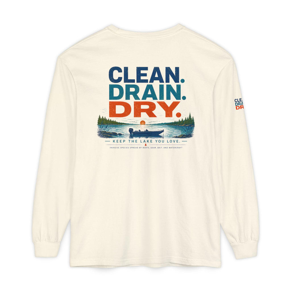 Clean Drain Dry Long Sleeve Shirt, Lake Conservation, Invasive Species Awareness Tee